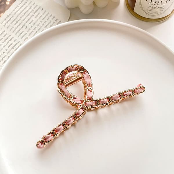 ##/Metallisk hårklämma för korskedja Hajklämma - Rosa, Hårklämma##/