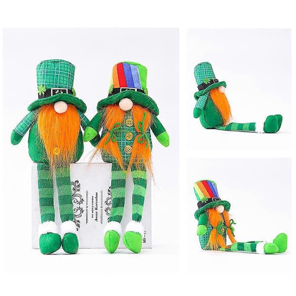 St. Patrick's Day Leprechaun Leksak Plyschdocka Hushålls Ornament Lyckobringande green hat long leg