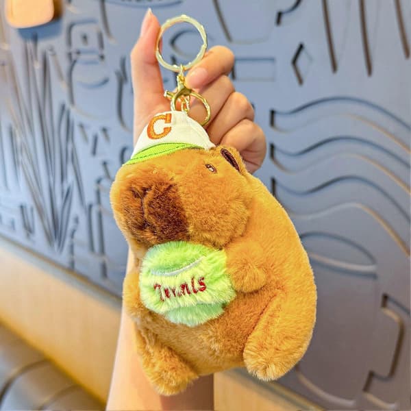 Capybara Plys Nøglering Legetøj Udstoppede Dyr Vedhæng Dyre Charm Nøgleorganisator Børn Voksne Rygsæktilbehør E