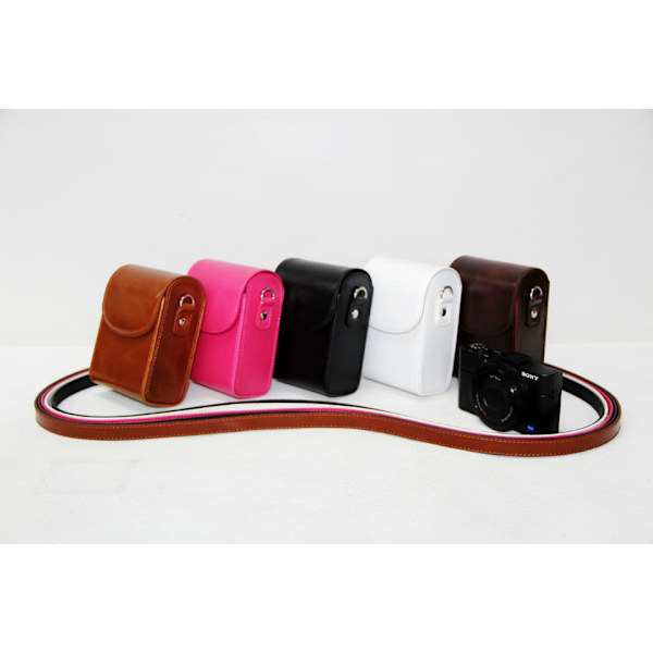 ##/Lærveske med stropp for Sony Cyber-Shot DSC-RX100 VII DSC-RX100 VI DSC-RX100 V DSC-RX100 IV Kamera (kamera ikke inkludert)##/