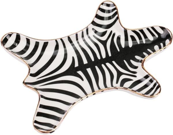 Zebra-raidallinen korukaukalo keraaminen lautanen kullattu 5.9\"