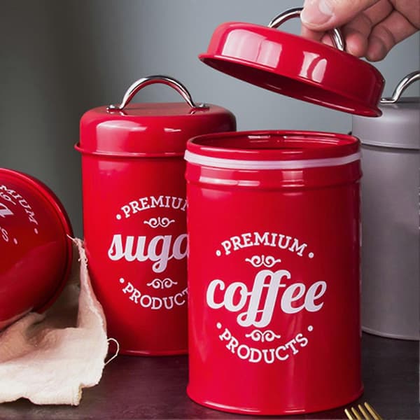 Kaffebehållare Livsmedelssäker Fuktsäker Smidesjärn Stark Försegling Sockerbehållare för Kök 3