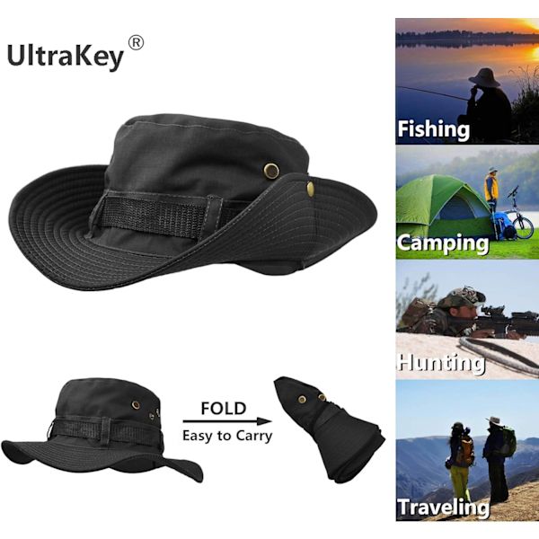 Solhatt med bred brem, dobbelt lag, klassisk militær stil