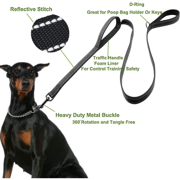 Dog Leash for Large Dogs, Traffic Padded 2 Handles for Extra Con