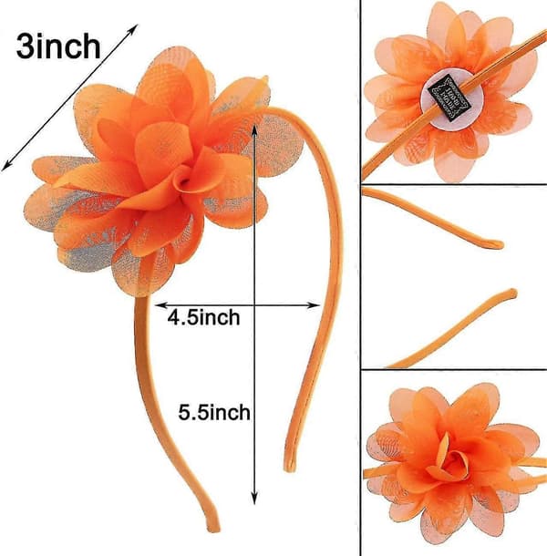 6 Blomsterhårbøyler for barn Jenter Chiffon Blomsterhårbøyler Dame Hårtilbehør til Valentinsdag Bryllupsfest Bursdag Daglig