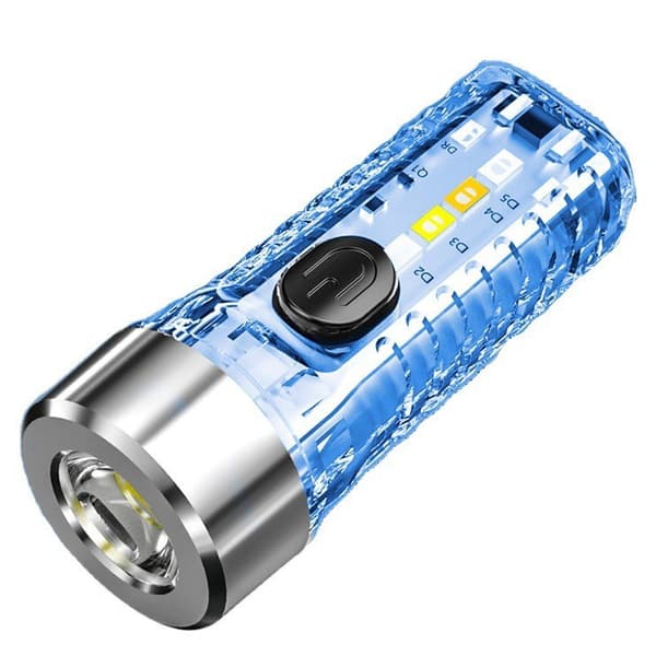 Rosa Mini Kraftfull Nyckelring LED Ficklampa Typ-C Mu