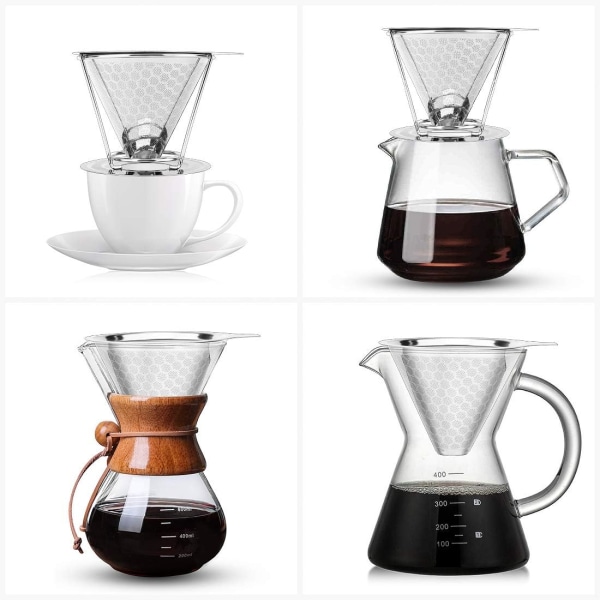 (800Mesh) Gjenbrukbar kaffefilter, permanent filter i rustfritt stål