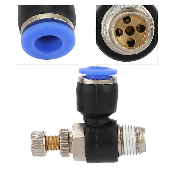 2 stk. Rør Luftstrømningshastighedsregulator Rør Pneumatisk Fittingsregulatorventil SL6-01