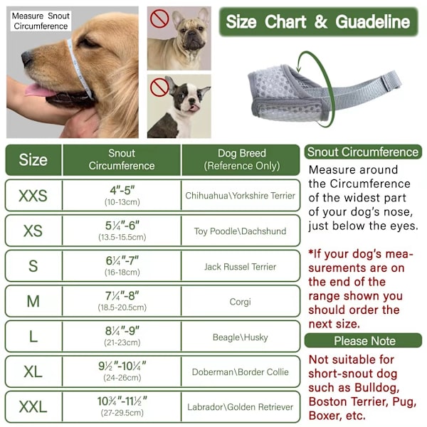 Hundmask Mjukt Nätmask (Grå, XL) - Justerbar Andningsbar Hund M
