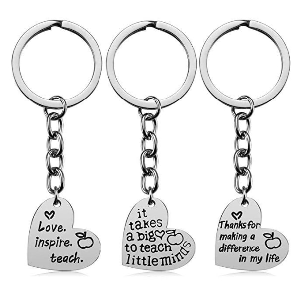 Heart Stainless Steel Keychain (Set of Three), Teacher's Day Gra