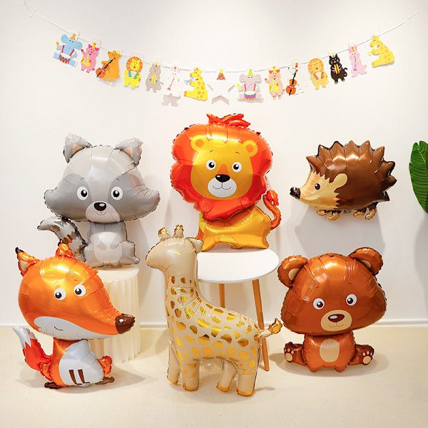 ##/Metsäeläin-ilmapallot 5 kpl Jättimäiset Helium-ilmapallot Syntymäpäiväilmapallot Syntymäpäiväjuhlan Koristeet Siili Kettu Pesukarhu Orava##/