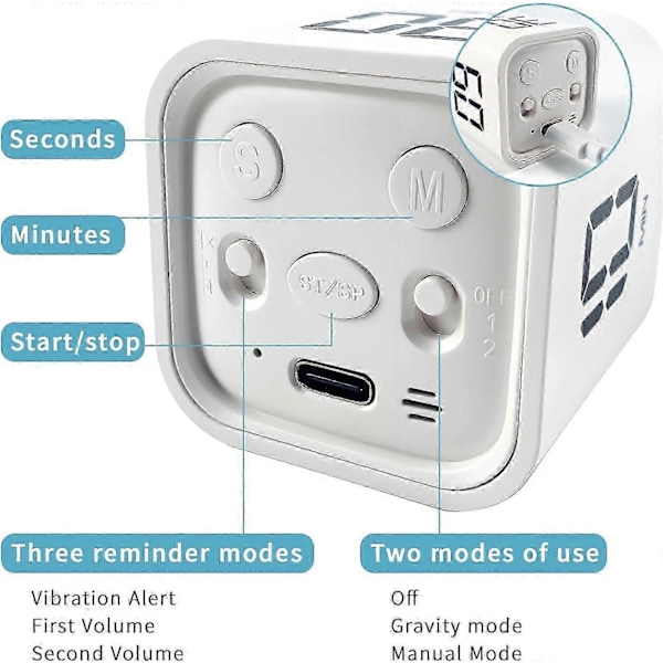Pomodoro timer kube, lyd- og vibrasjonsvarsler