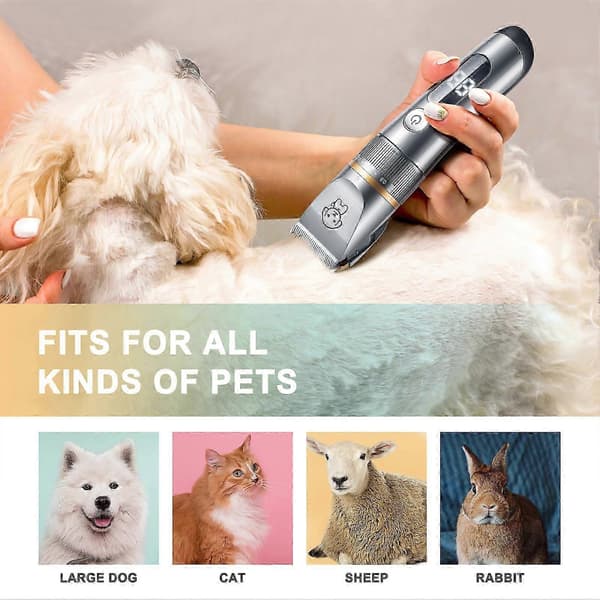 Husdjurshårstrimmer Tyst Kattsax Grooming Kit med Kam 5 Hastigheter Kattsaxar för Tovigt Långt Hår