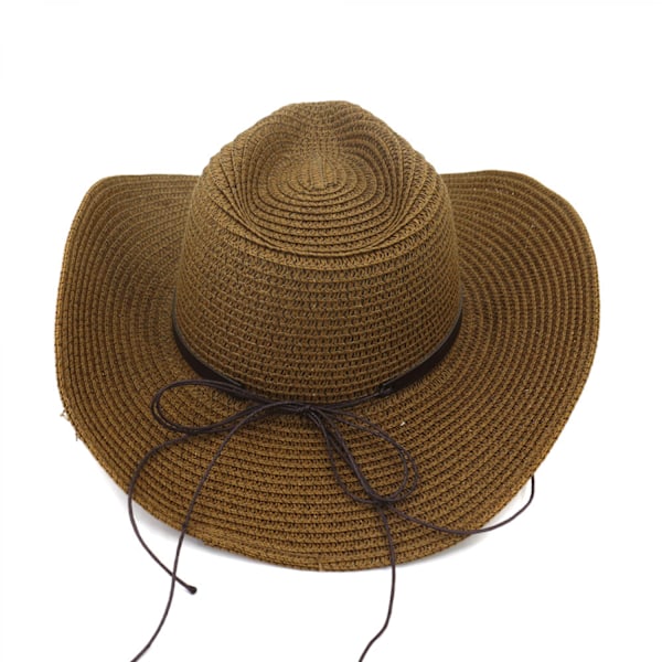 ##/Cowboyhatt for kvinner og menn, westernhatt med bred brem og stropp##/