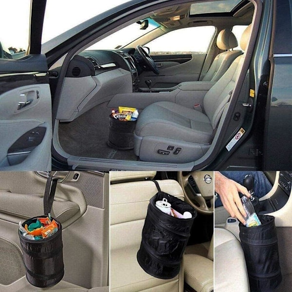 Musta Kompakti Mini Kasaan Taittuva Auton Roskakori