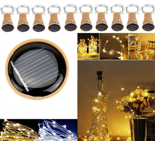 10LEDs Fairy Bottle Lights med Kork, 10 st Romantiska Vita Ljus