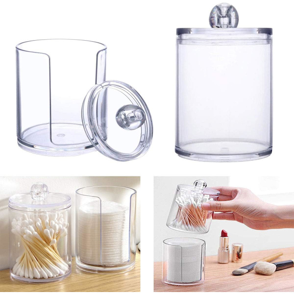 3 i 1 Vatpindsholderboks Plastik Vatpindsholder Transparent