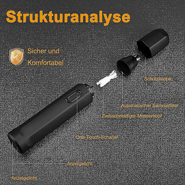 Oppladbar elektrisk nesehårstrimmer for enkel trimming