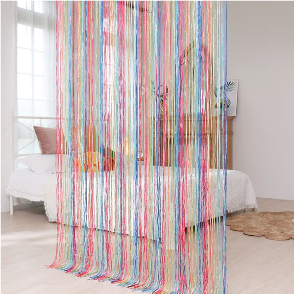 ##/Flerfärgad trådgardin 100 cm x 200 cm (regnbåge)##/