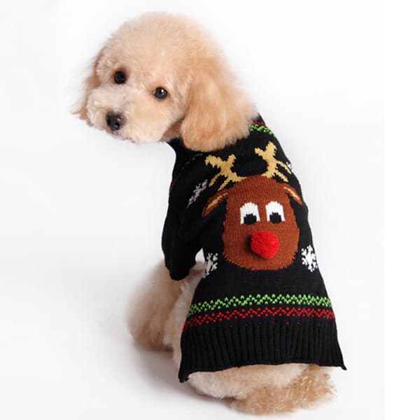 ##/Jultröja för hund, svart älg, M, vintertröja för husdjur##/