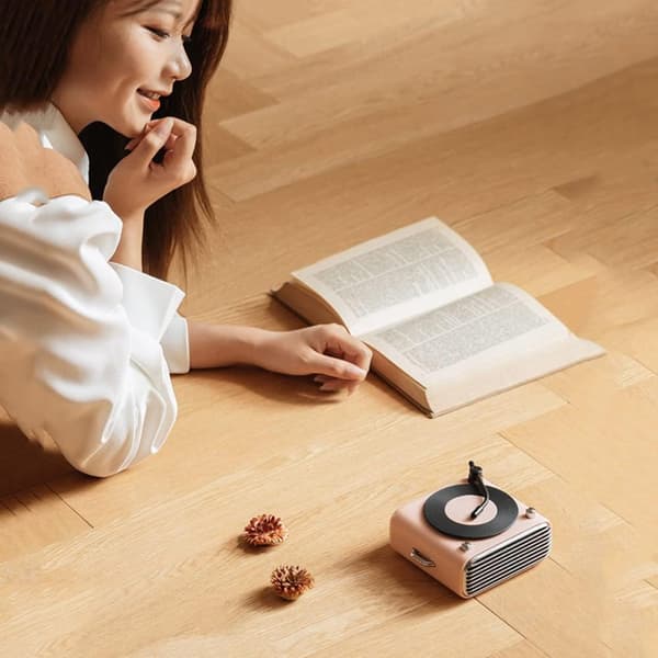 (Hvid) Retro Trådløs Bluetooth Højttaler Vinylpladespiller CD-afspiller C