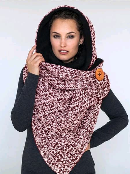 Triangulär scarf - röd och vit, varm och elegant damvinter