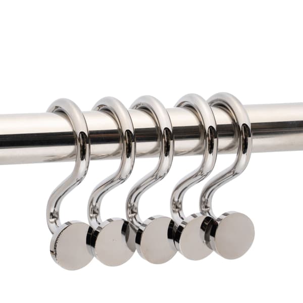 ##/Set med 5 duschdraperihakar i metall, duschringar,##/
