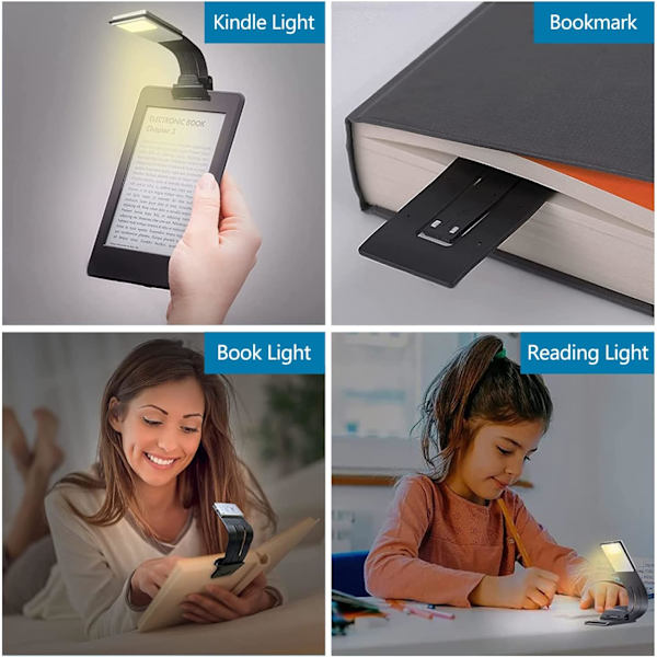Leselampe LED leselys, 3 farger leselampe boklampe r