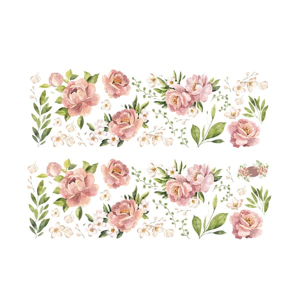 ##/Stora Pionblommor Väggdekaler Vattenfärg Blommiga Väggdekaler Sovrum Vardagsrum TV##/