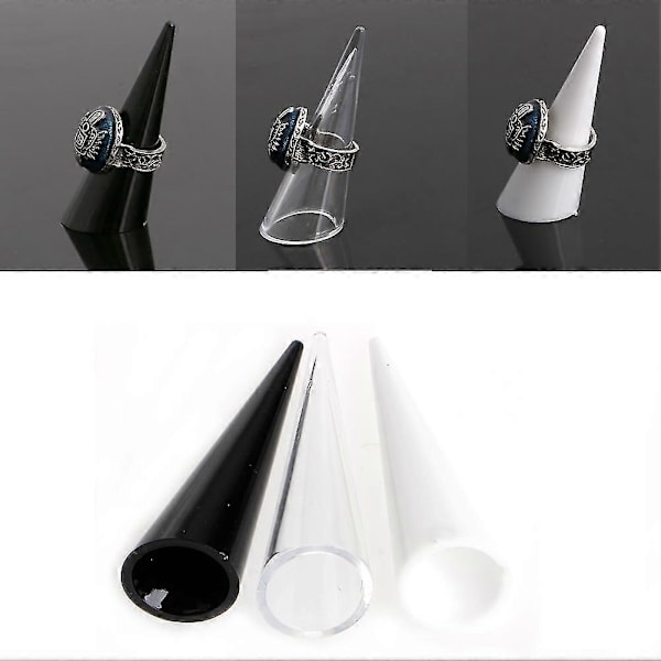 1 st Plast Finger Kon Fingertoppsring Stativ Display Showcase Hållare Förvaring White