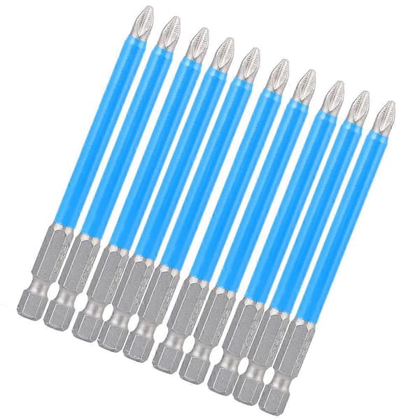 10 stk. skrutrekkerbits, antiskli S2 legert stål, sterk magnetisk kryssbor PH2x90mm