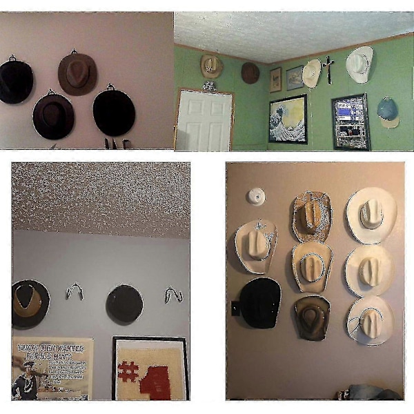 Cowboy Hat Hylde Hat Holder Hat Organizer Hat Vægmontering - 4/pk Ingen Hat