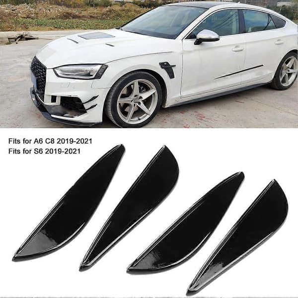 4 stk. Bilkofangerlæbe Splitter Fin Canards Auto Body Kit Dekorativ Beskyttelse Passer til S6 A6 C8 Blank Sort