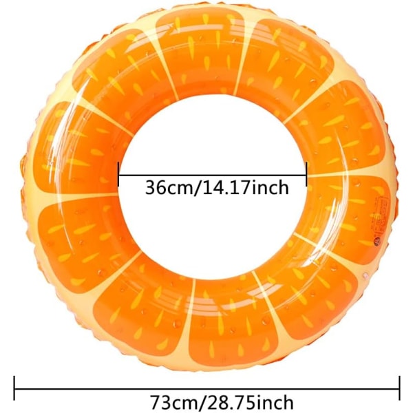 2 stk Oppustelige Strandlegetøj, Orange Bade Ring, Citron Orange Svømning