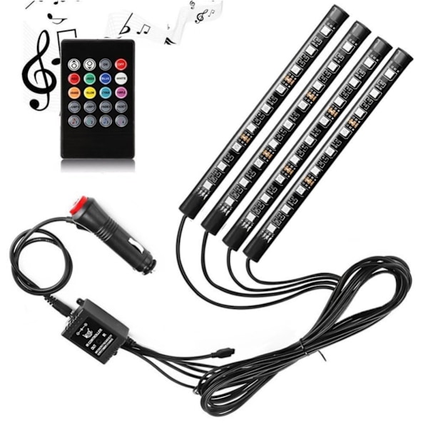 ##/LED-remsa LED-inredningsbelysning bil, 4 LED-remsor##/