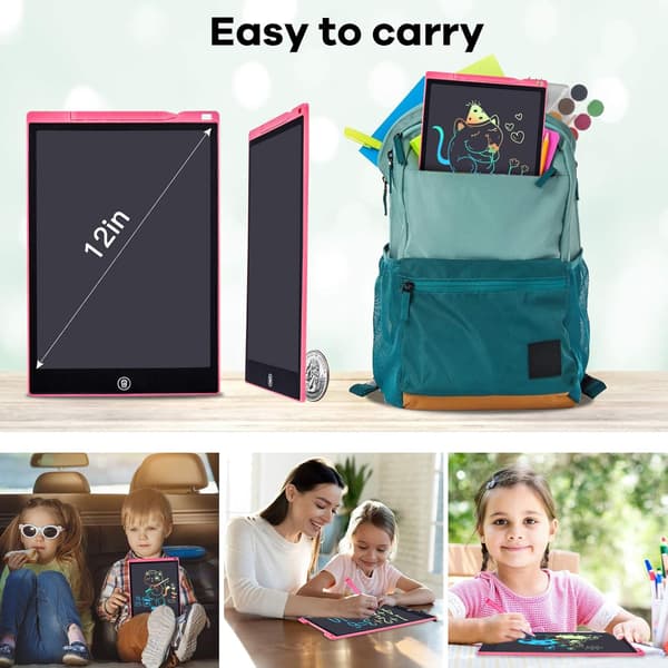 Pink - 12 Tommer LCD Memo Pad Farvetegningspude til Børn, 4~12 Dreng