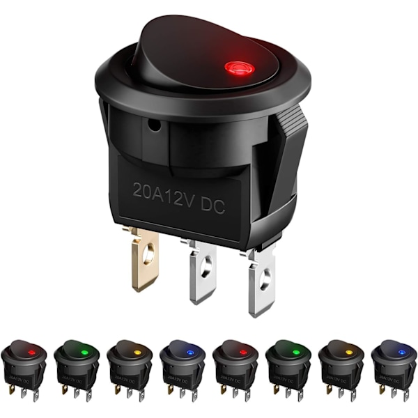 ##/8 st LED-vippbrytare, Brytare för bil DC 12V 20A på/av Självspärr##/