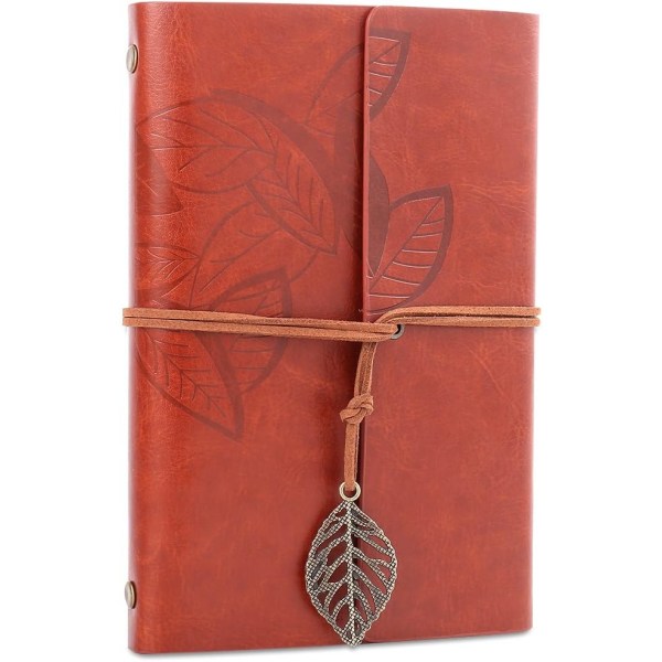 Brun Kunstlær Notatbok - Vintage PU Lær Reisejournal
