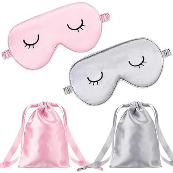 2 stycken söta ögonmasker för barn i siden, söt ögonmask för sömn