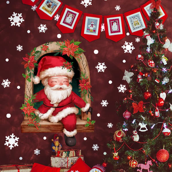 ##/30*40cm*2st Santa Claus Snöflinga Fönster Väggdekal,##/