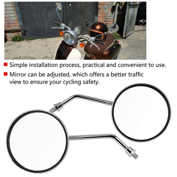 1 par 8 mm höger och vänster sida motorcykel backspegel runda motorcykel backspeglar