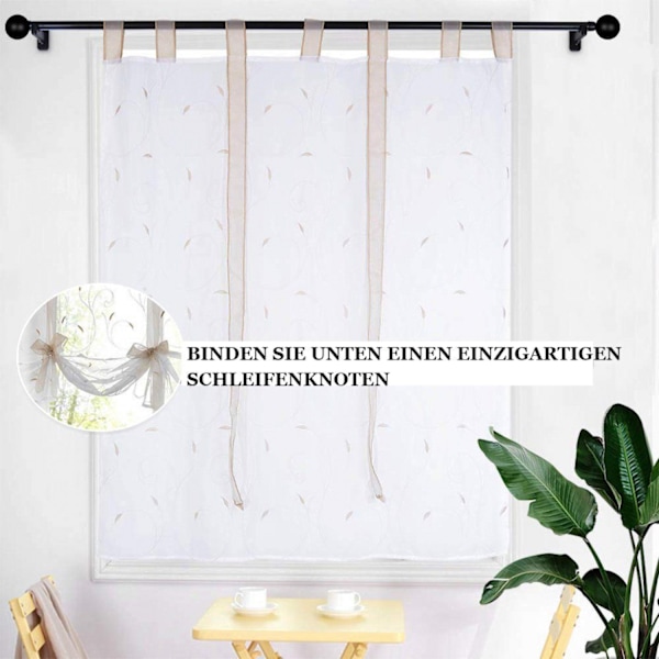 ##/Hvite broderte blomsterromerske gardiner##/