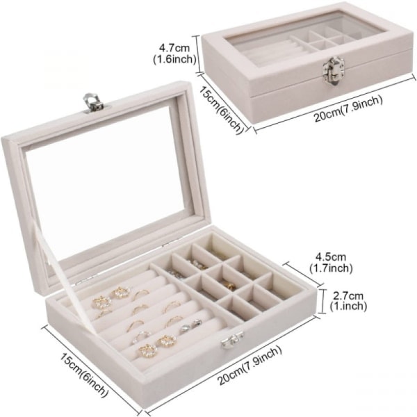 Beige smyckeskrin, smyckeskrin, 20 * 15 * 5CM