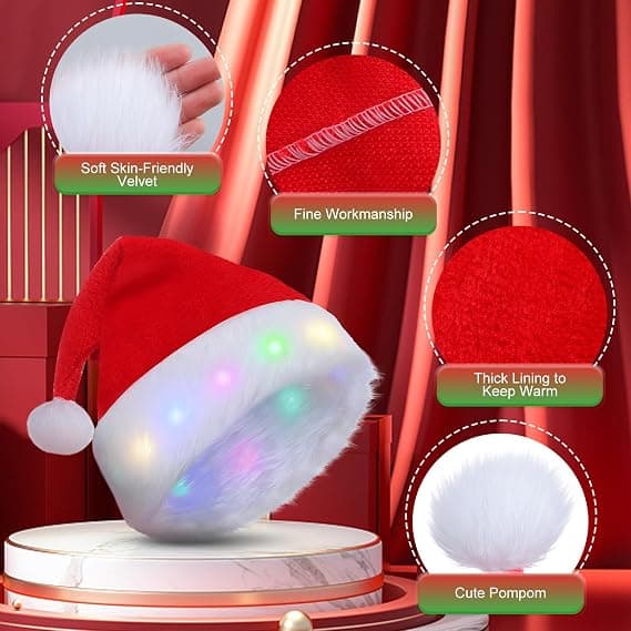 LED Tomteluva, Tomteluva för vuxna, Plysch Tomteluva, Unisex Tomteluva