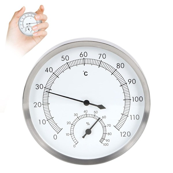 Analog Termometer-Hygrometer, 2 i 1 Rustfrit Stål Termometer Hygr