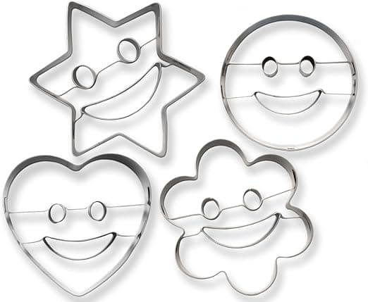 Evästeleikkurit, 4 kpl - Hauskaa leivontaa - Emoji, hymyilevä, sydän ja tähti