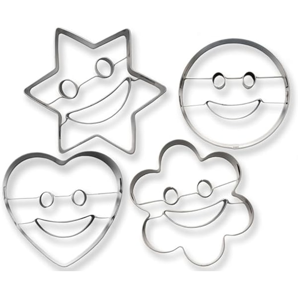 Kakeformersett med 4 - For morsom baking - Emoji, Smiley, Hjerte og Stjerne