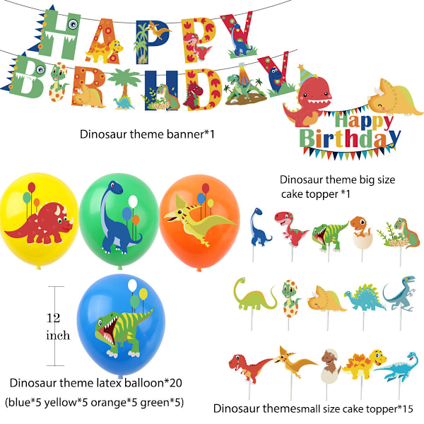 37 stk. Dinosaur Dekorationssæt, Dinosaur Temafest Balloner, Di