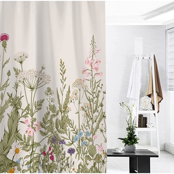Blommig duschdraperi (120 * 180cm) vattentät och mögelresistent