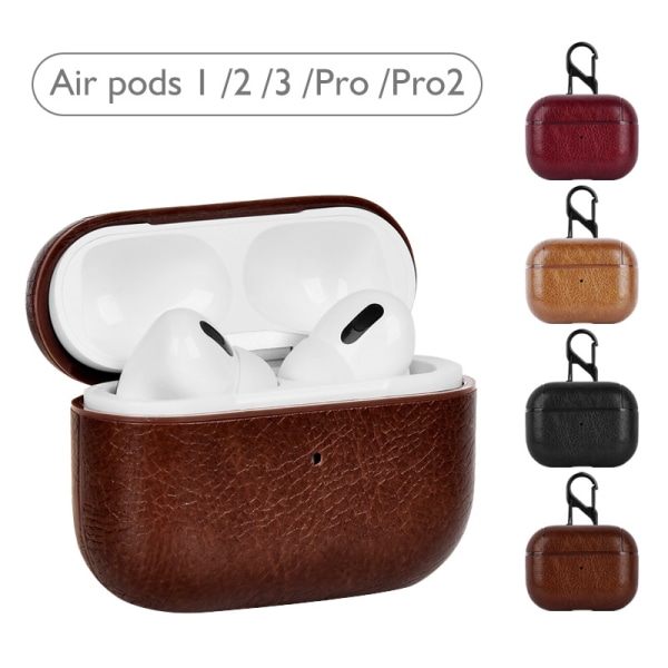 Svart läderfodral för AirPods 3 (2021), Premium äkta läder